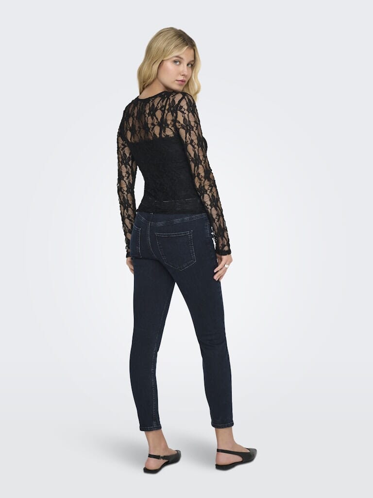 Only - Onlalba L/S Lace Top - 4957026 Black Bluser