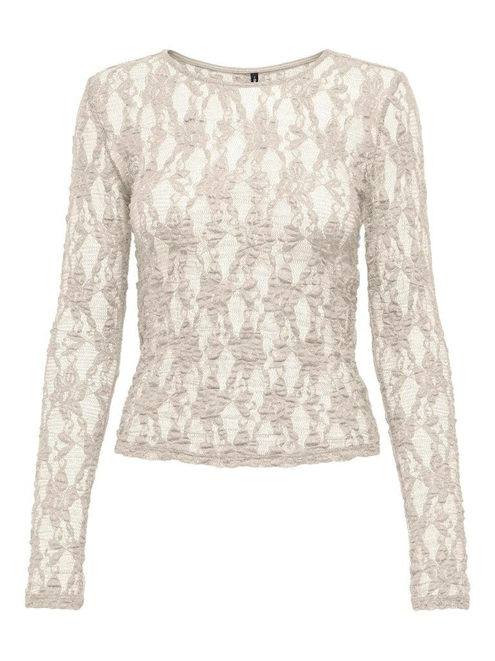 Only - Onlalba L/S Lace Top - 4957027 Birch Bluser