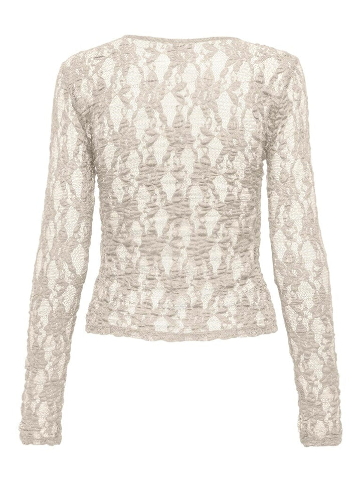 Only - Onlalba L/S Lace Top - 4957027 Birch Bluser