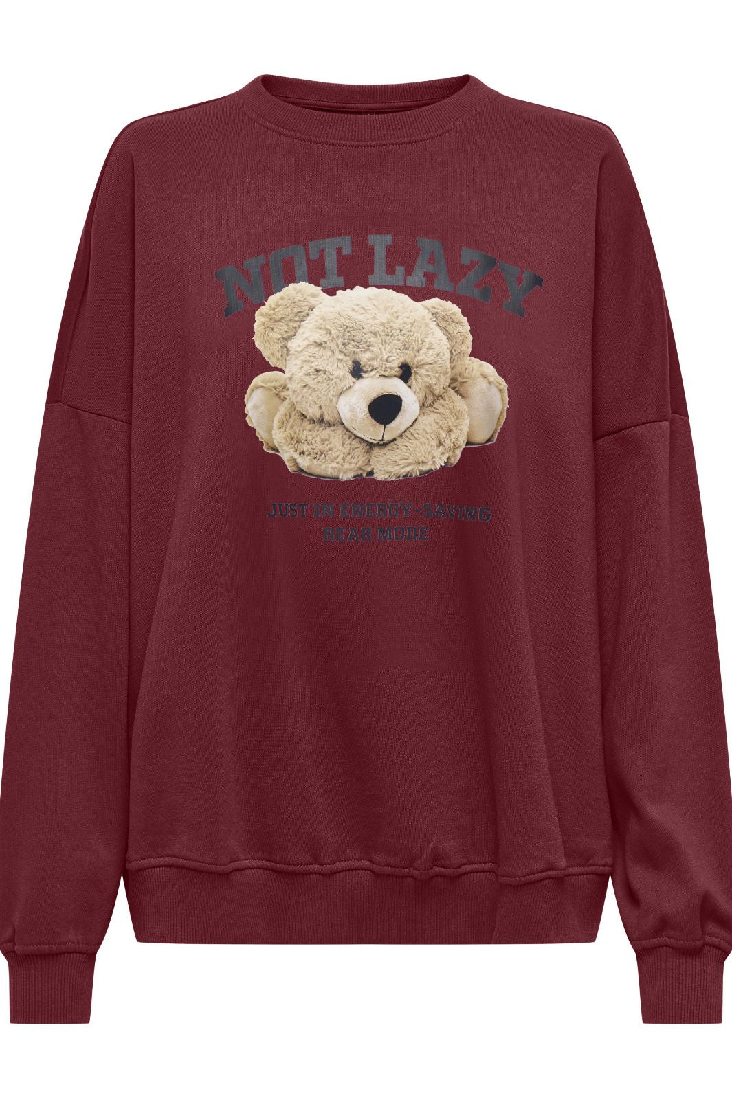 Only - Onlbila L/S Bear O-Neck Swt - 4892453 Cabernet Lazy Sweatshirts