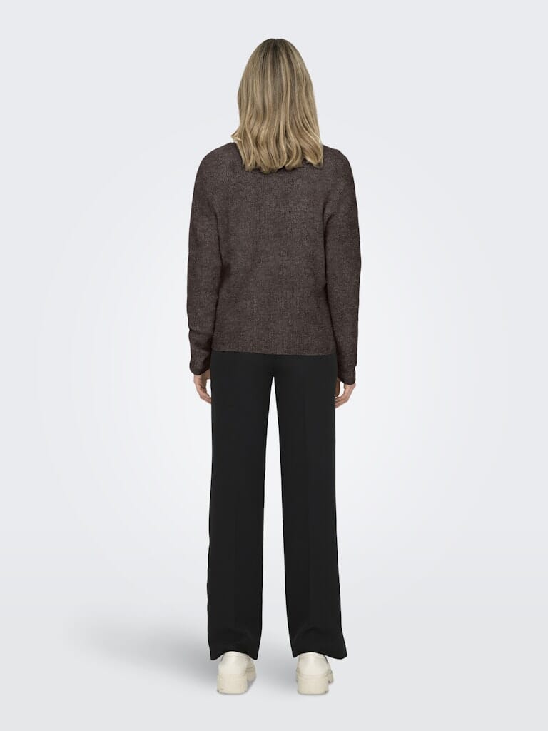 Only - Onlcamilla V-Neck L/S Pullover Knt - 4807844 Chocolate Martini Melange Strikbluser