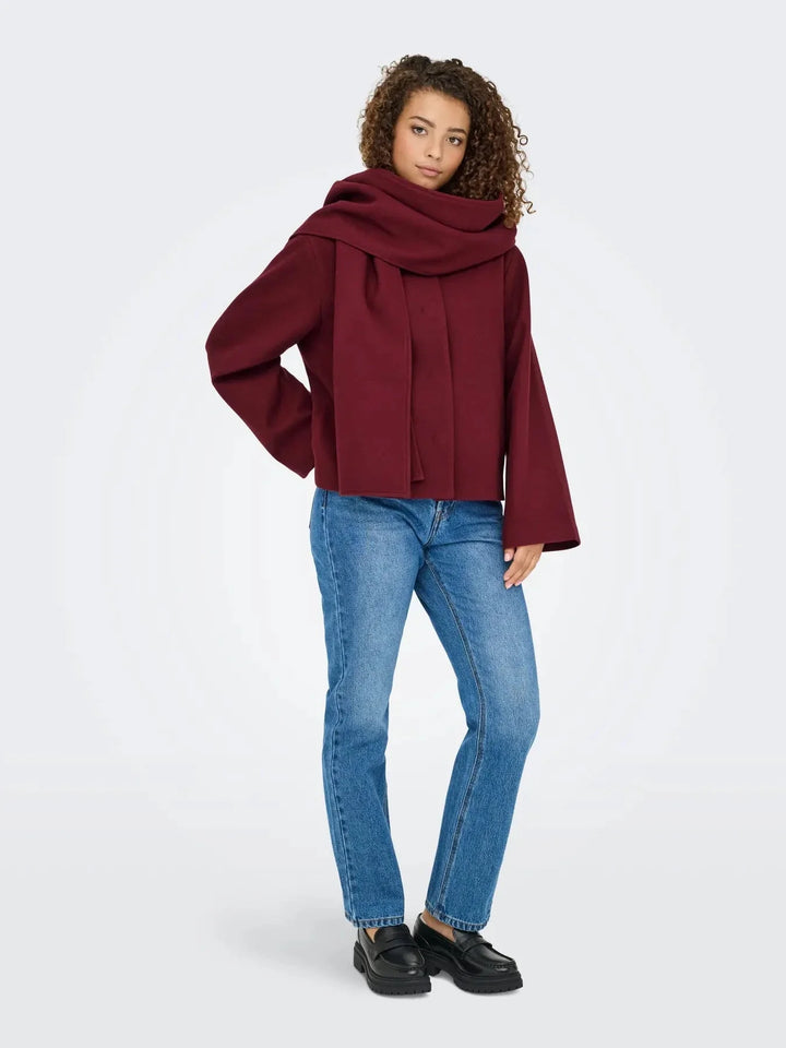Only - Onlelba Life Scarf Jacket Cc - 4852333 Cabernet W.Rose Lining Frakker
