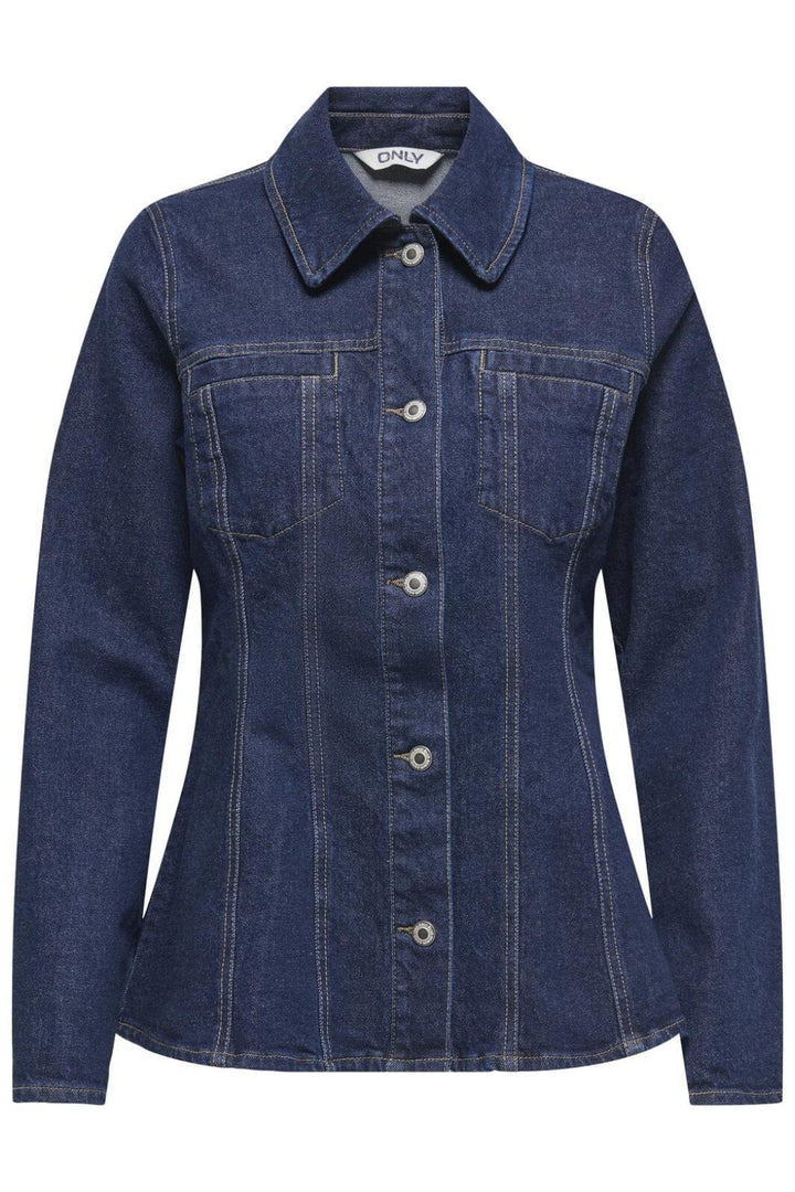 Only - Onlelle L/S Fitted Jkt Gua - 4827007 Dark Blue Denim Rinse Jakker