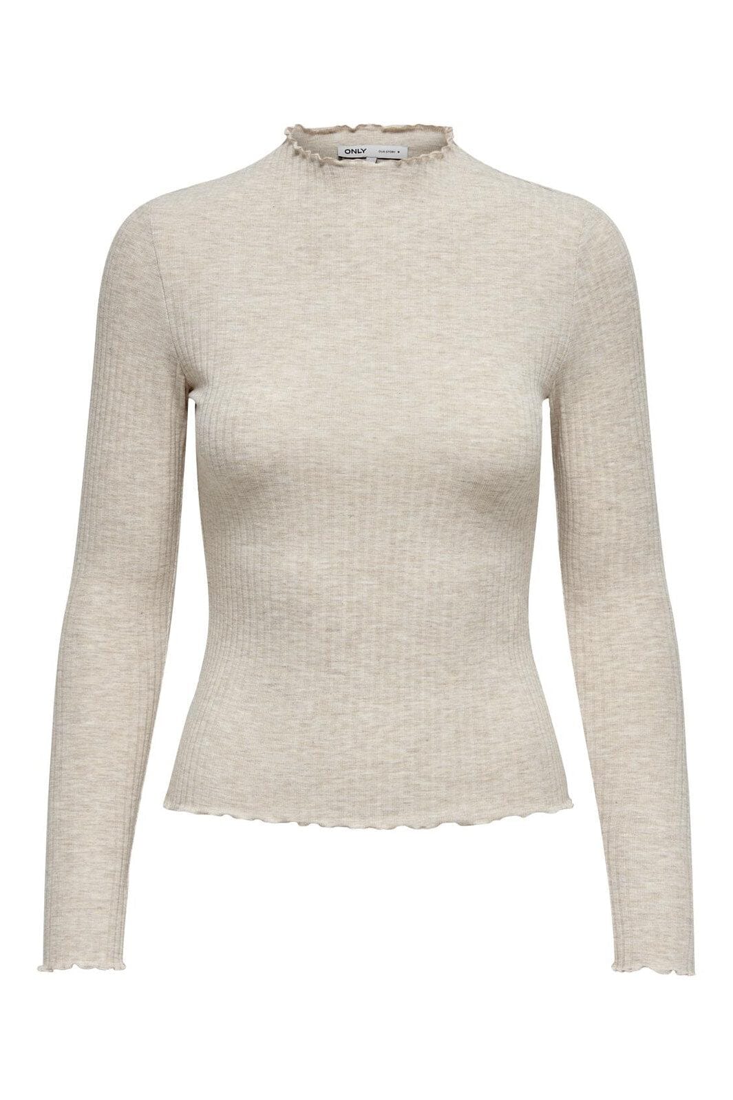 Only - Onlemma L/S High Neck Top - 3996013 Pumice Stone Melange