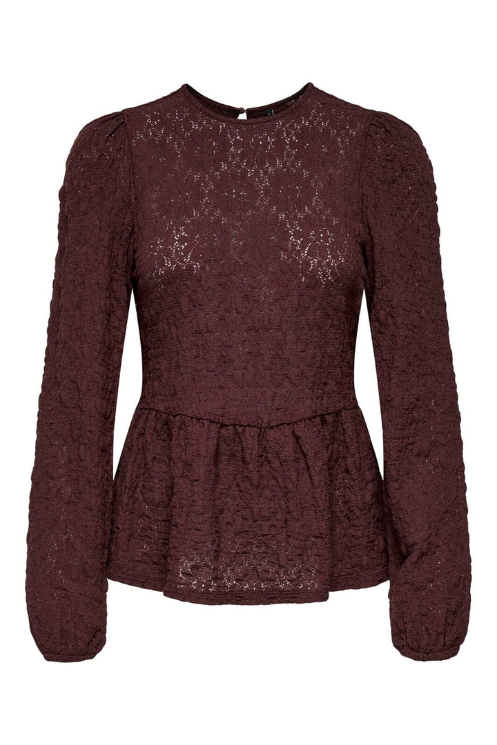Only - Onlgiavanna L/S Peplum Top - 4915823 Decadent Chocolate