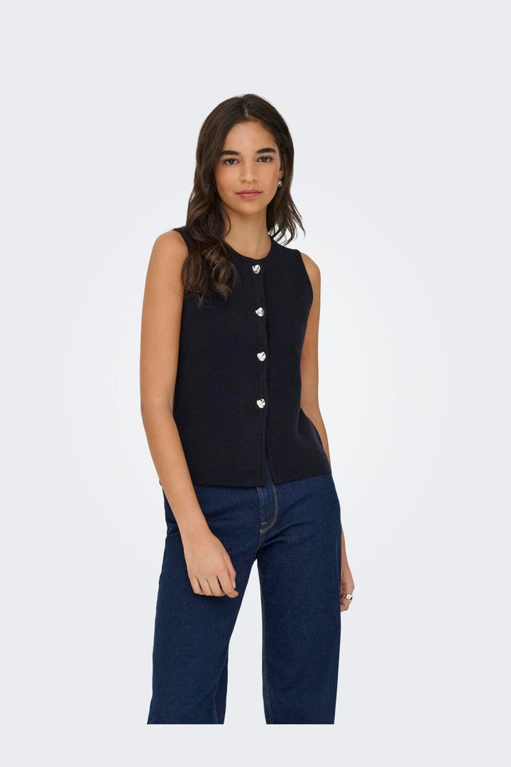 Only - Onlibi Button Sl Vest Cc Knt - 4947079 Night Sky Silver Button
