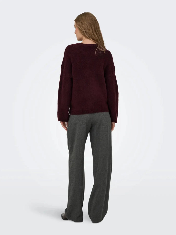 Only - Onlisabella L/S Cardigan Knt - 4902709 Winetasting Melange Cardigans