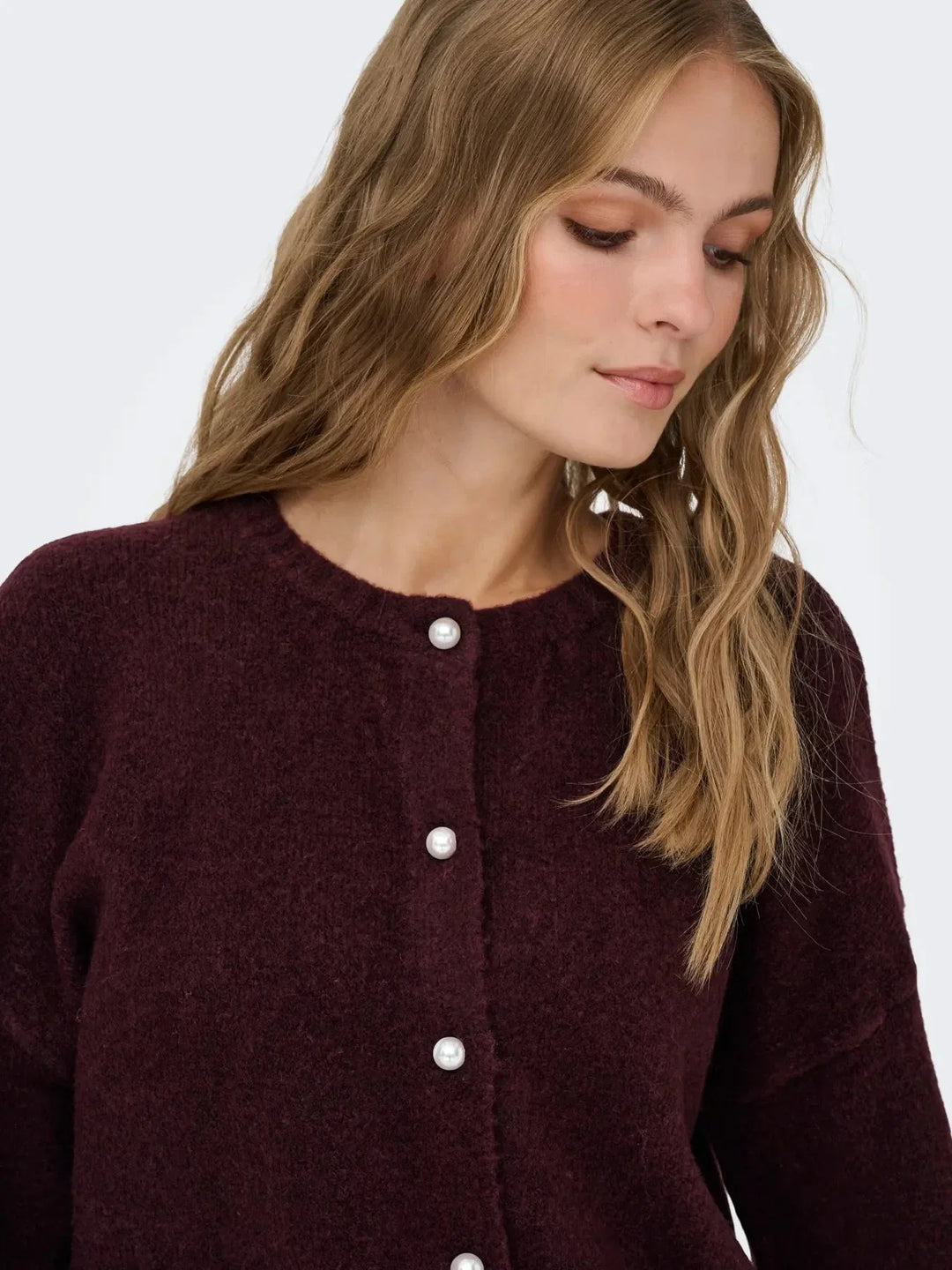 Only - Onlisabella L/S Cardigan Knt - 4902709 Winetasting Melange Cardigans