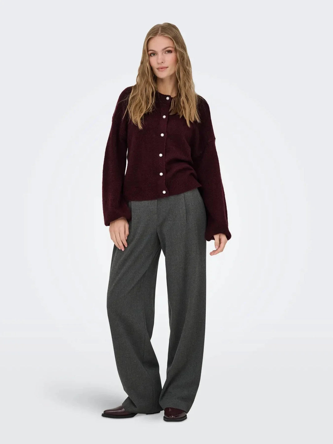 Only - Onlisabella L/S Cardigan Knt - 4902709 Winetasting Melange Cardigans