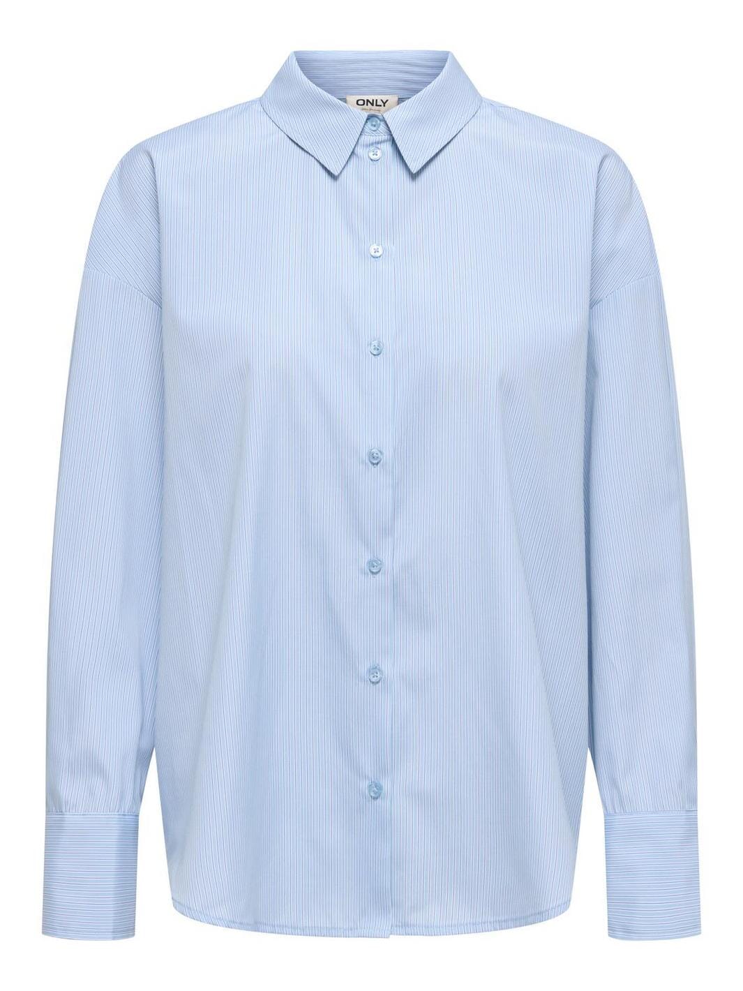 Only - Onlkiri Ls Shirt Ox - 4981574 Cloud Dancer W. Delicate Blue