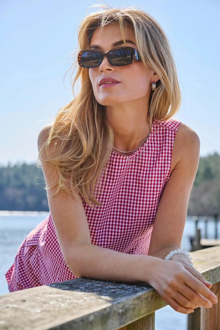 Only - Onlmaye Sl Check Top - 4955606 Salsa White Toppe