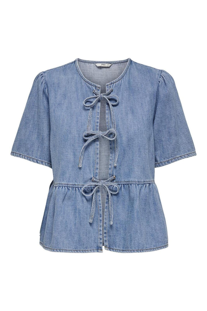 Only - Onlnoelle S/S Tie Shirt Yor 15327150 - 4536872 - Light Blue Denim