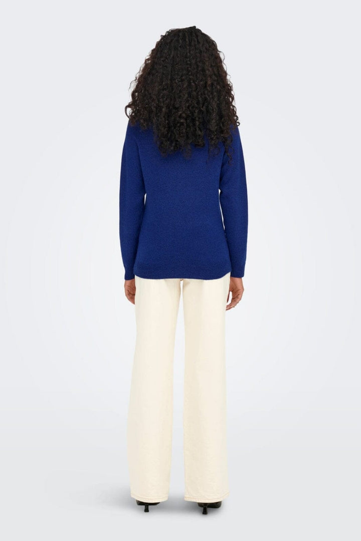 Only - Onlrica Life L/S Pullover Knt - 3951720 Surf The Web W. Melange Strikbluser