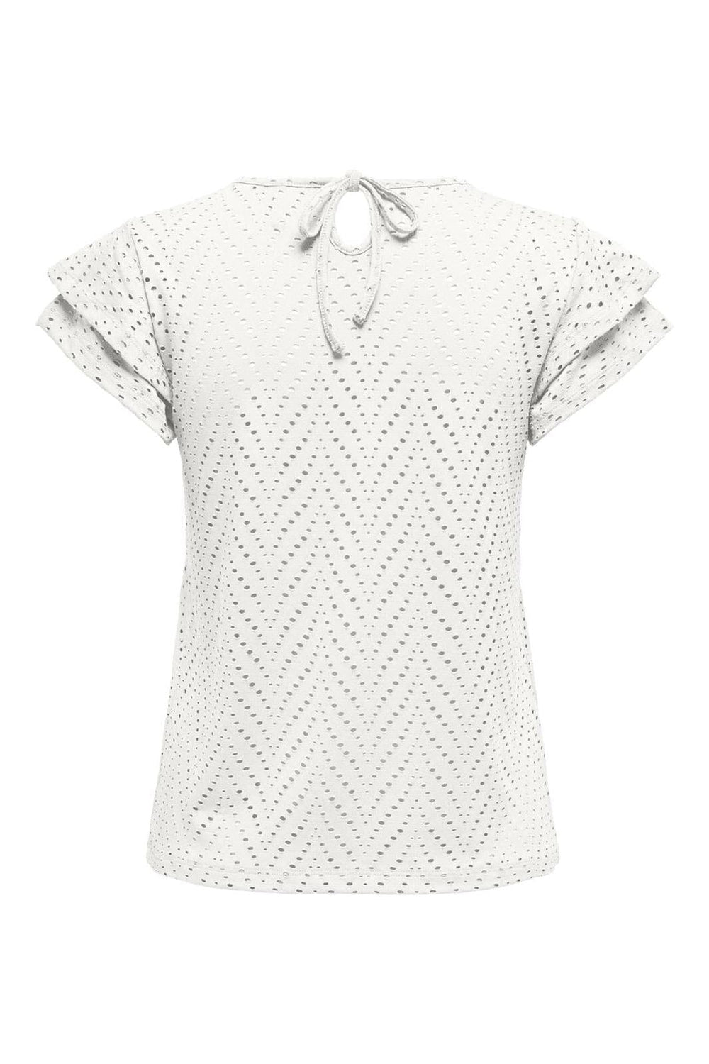 Only - Onlsmilla S/S O-Neck Frill Top - 4766296 Cloud Dancer Boho