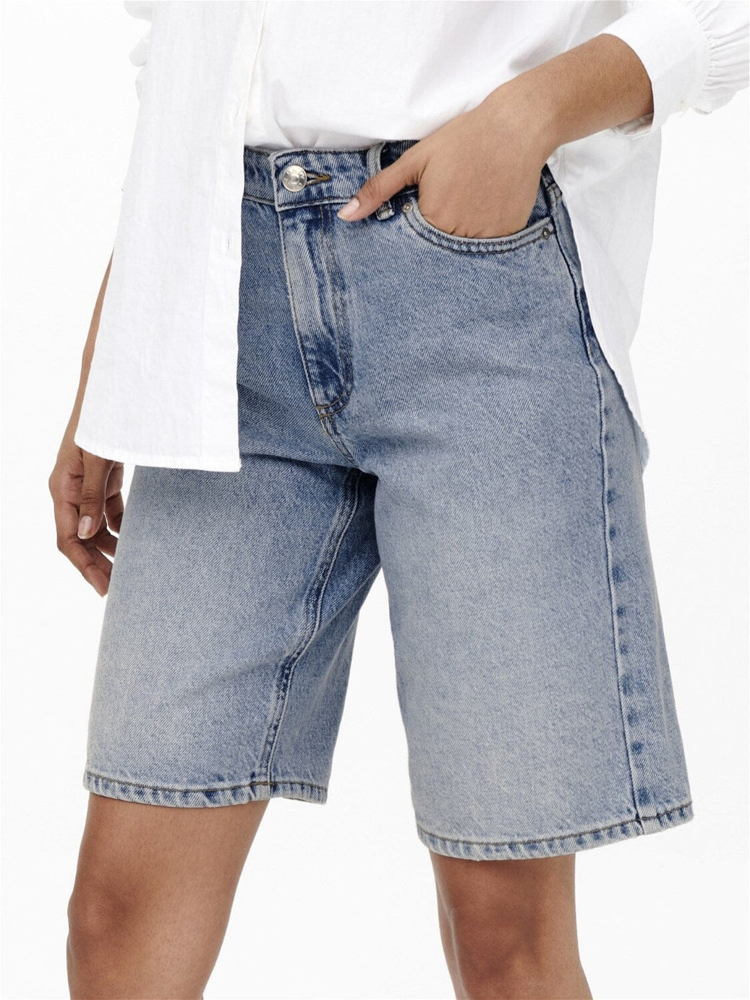 Only - Onlsonny hw wide dnm shorts - Light Blue Denim