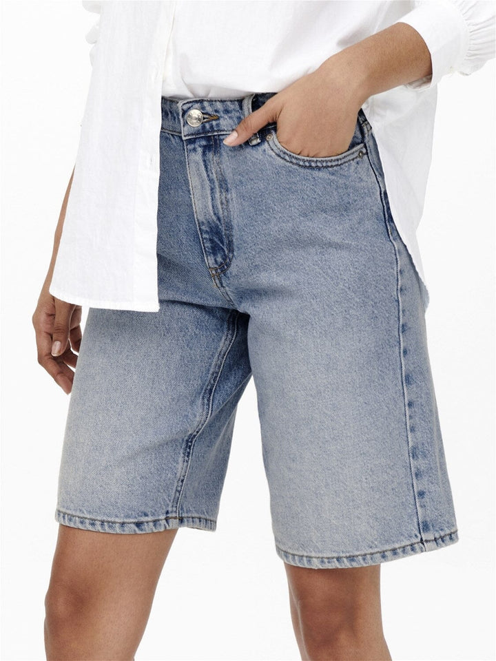 Only - Onlsonny hw wide dnm shorts - Light Blue Denim