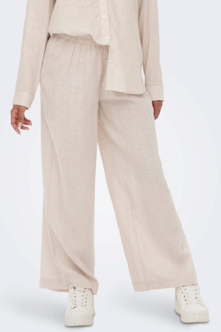 Only - Onltokyo Linen Blend Pant - 3996929 Moonbeam