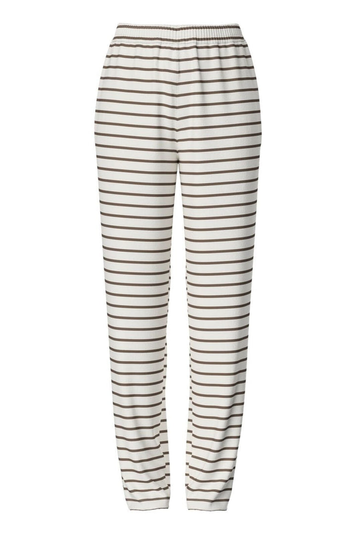 Pieces - Pcchilli Straight Stripe Pants - 4701515 Cloud Dancer Morel Bukser