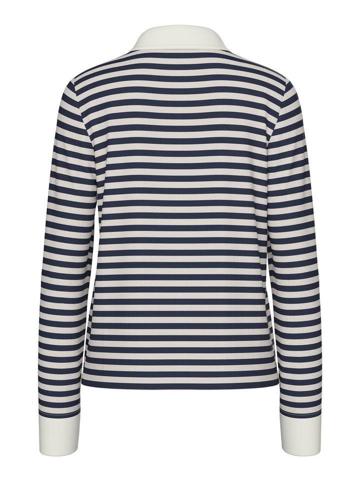 Pieces - Pcdonna Ls Rib Polo Fsy - 4886079 Maritime Blue Silver Grey Skjorter