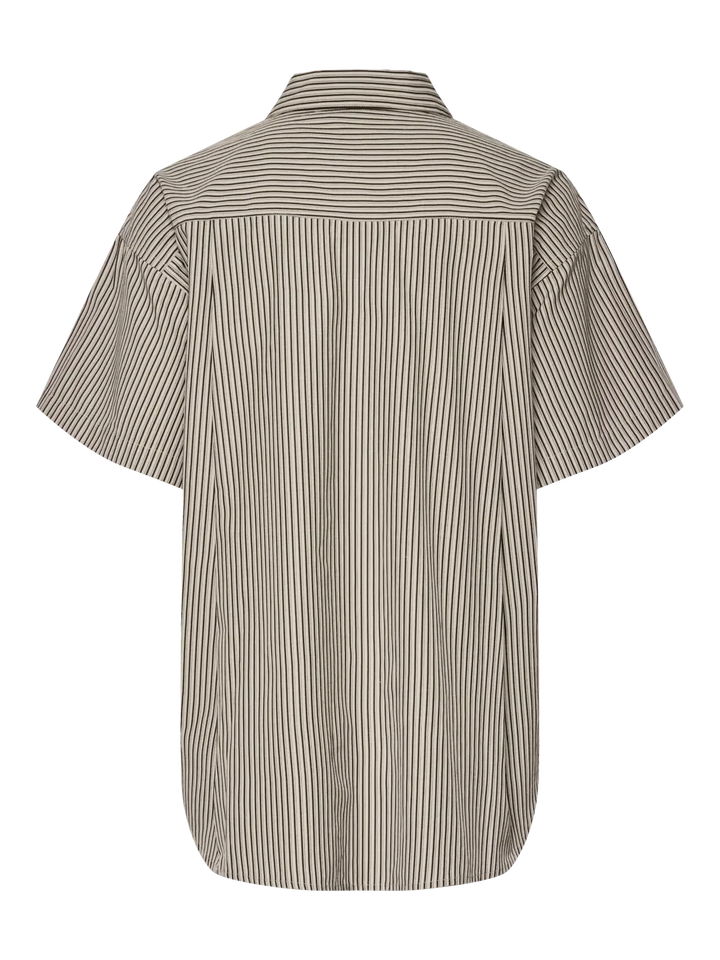 Pieces - Pcfemme Ss Loose Shirt - 4900771 Birch Delicioso Skjorter