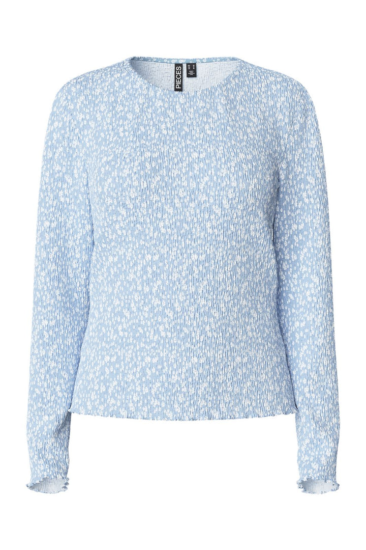 Pieces - Pcflora Ls Top - 4640500 Cashmere Blue Flower