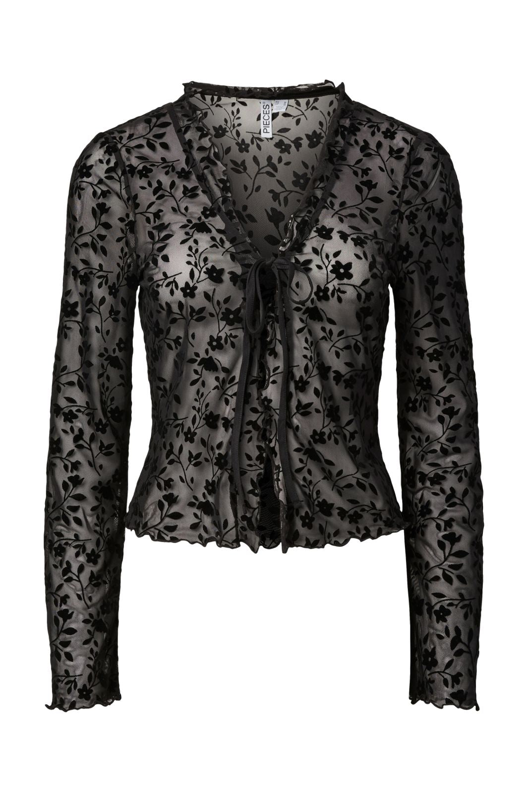 Pieces - Pcislie Ls Tie Top Jsr Fsy Pp - 5052368 Black Flower