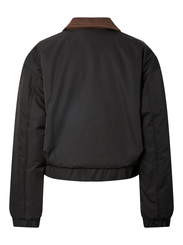 Pieces - Pcjorma Short Padded Bomber Jacket - 4945099 Black Seal Brown Frakker