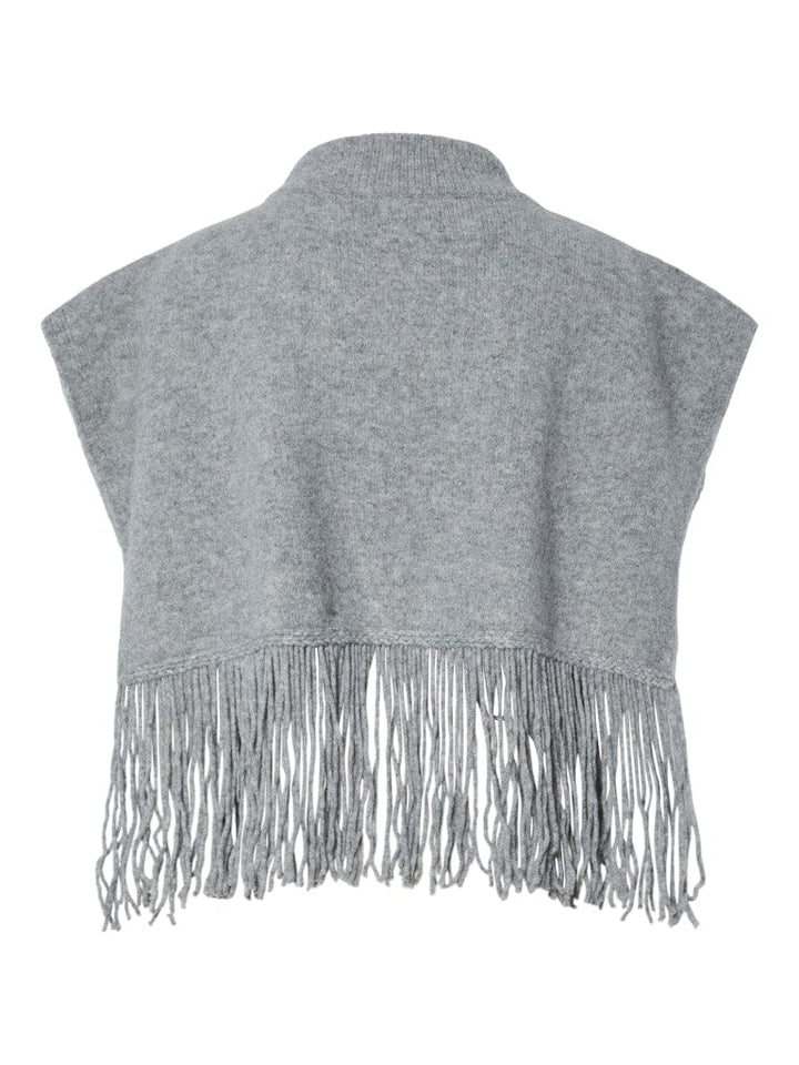 Pieces - Pcjulle Poncho - 4835307 Light Grey Melange Ponchoer