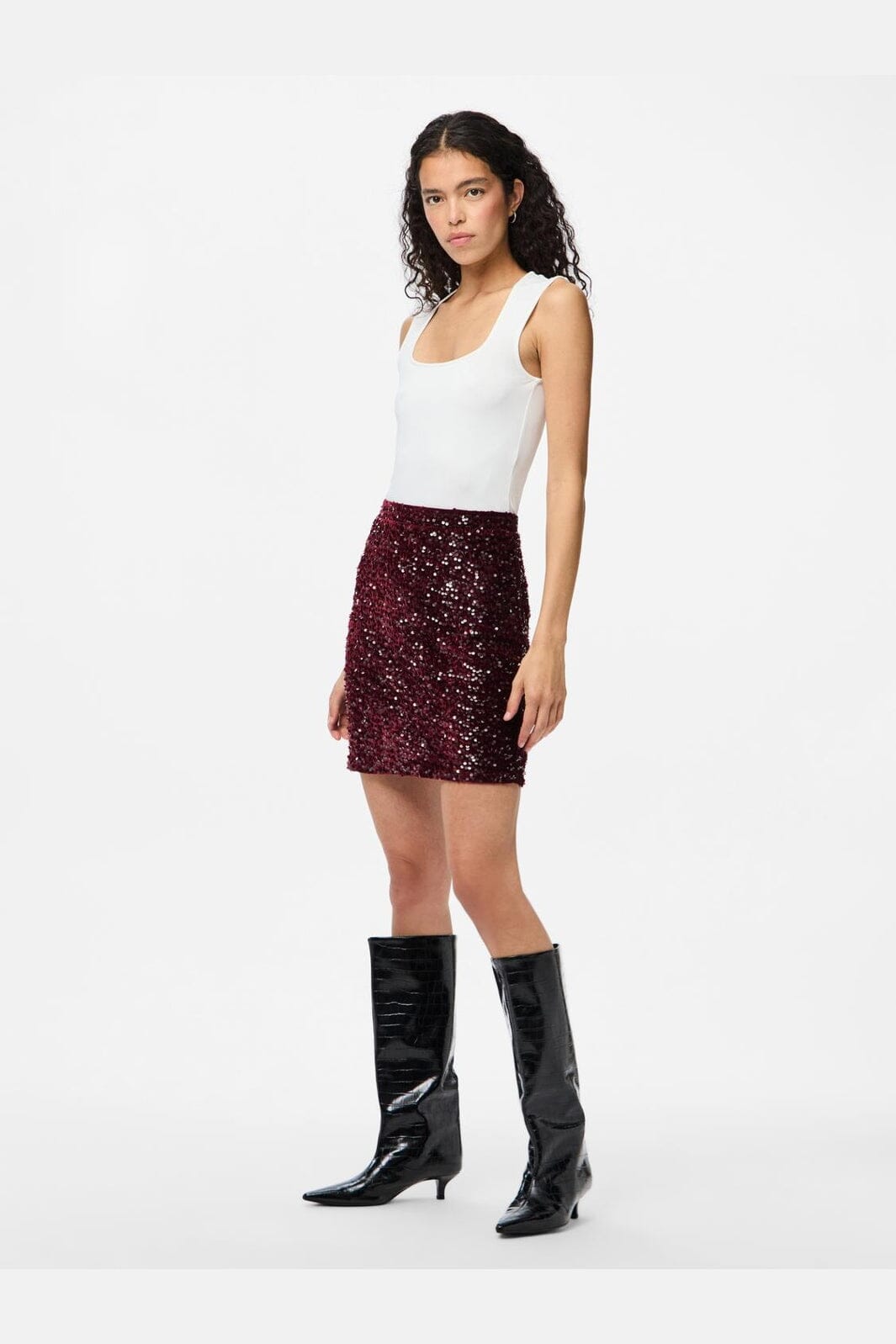 Pieces - Pckam New Short Skirt - 4859161 Tawny Port Tawney Port Sequins