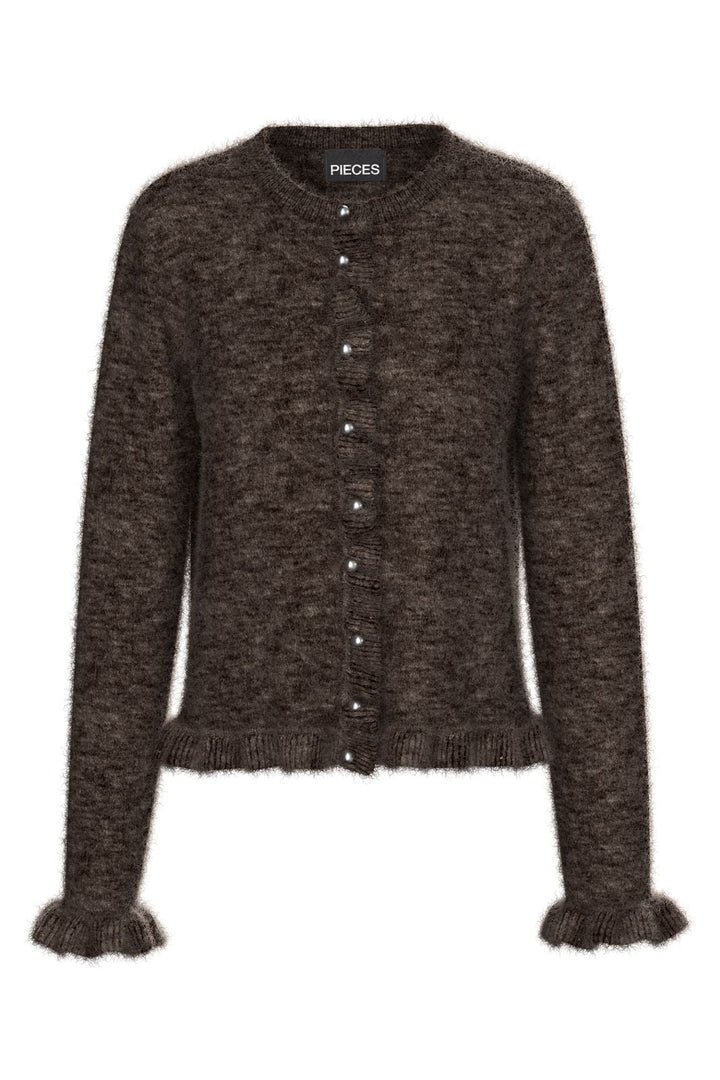 Pieces - Pclydia Ls Frill Knit Cardigan Fsy - 5009993 Coffee Quartz