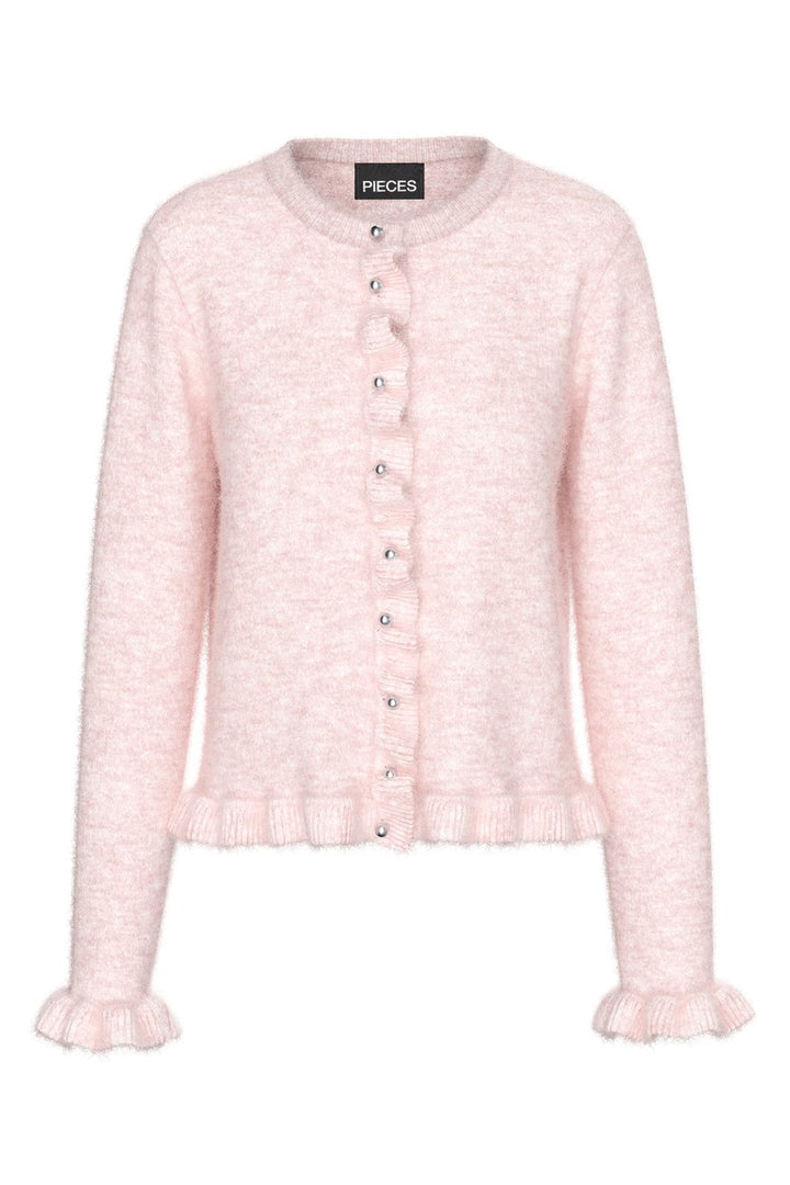 Pieces - Pclydia Ls Frill Knit Cardigan Fsy - 5009994 Roseate Spoonbill