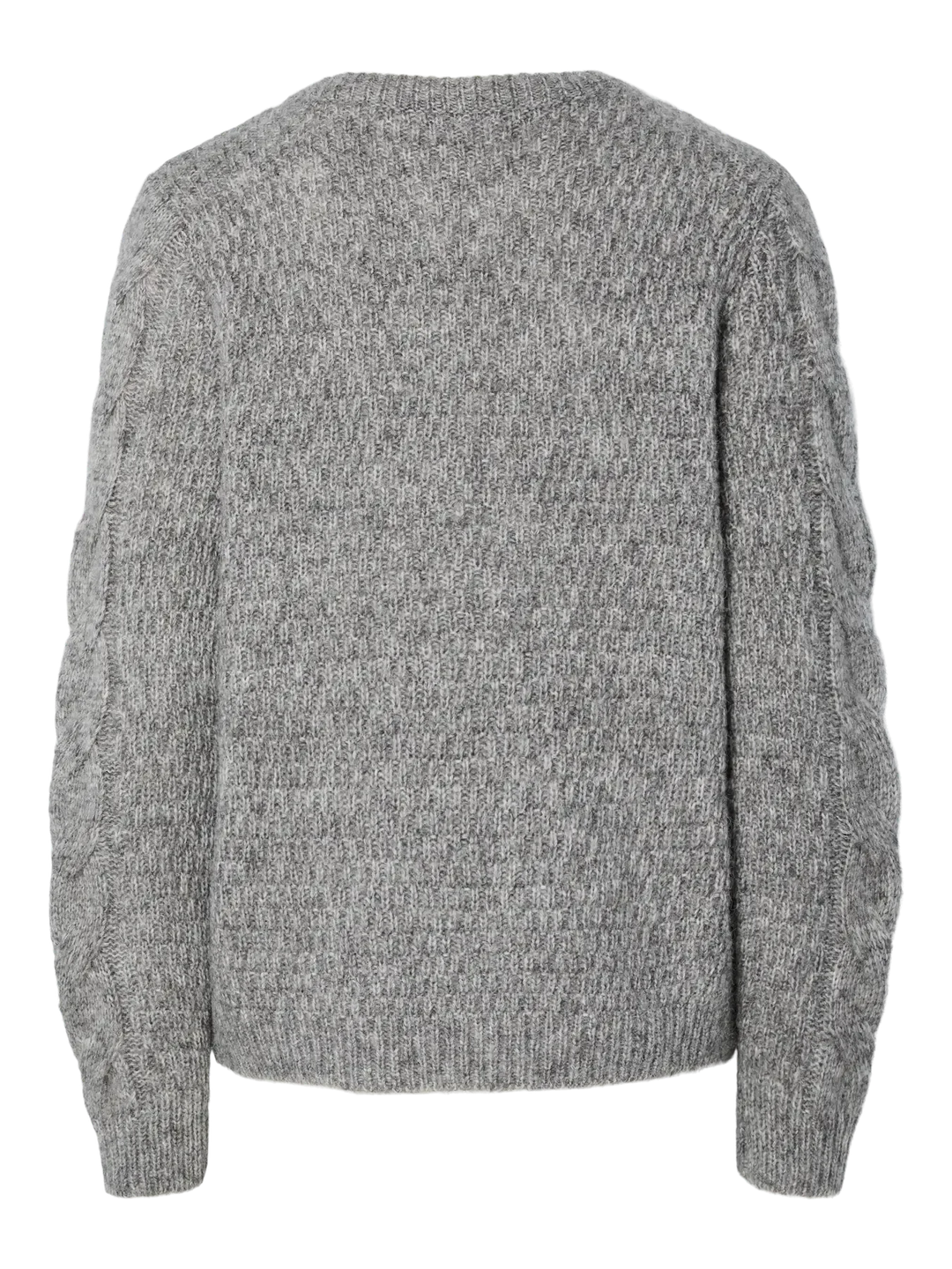 Pieces - Pcnina Ls V-Neck Knit - 4799696 Medium Grey Melange Strikbluser