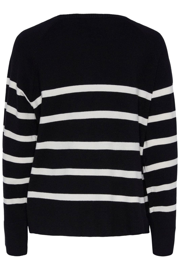 Pieces - Pcsia Ls Knit - 4394795 Black White Strikbluser