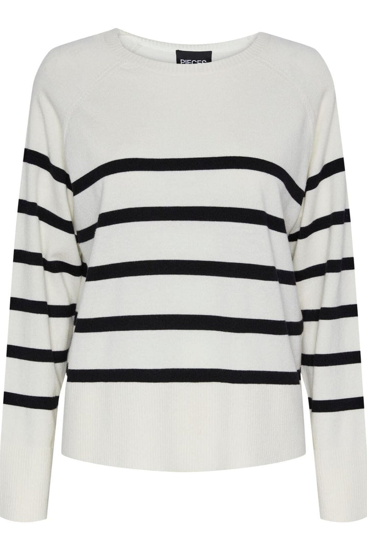 Pieces - Pcsia Ls Knit - 4394796 White Black