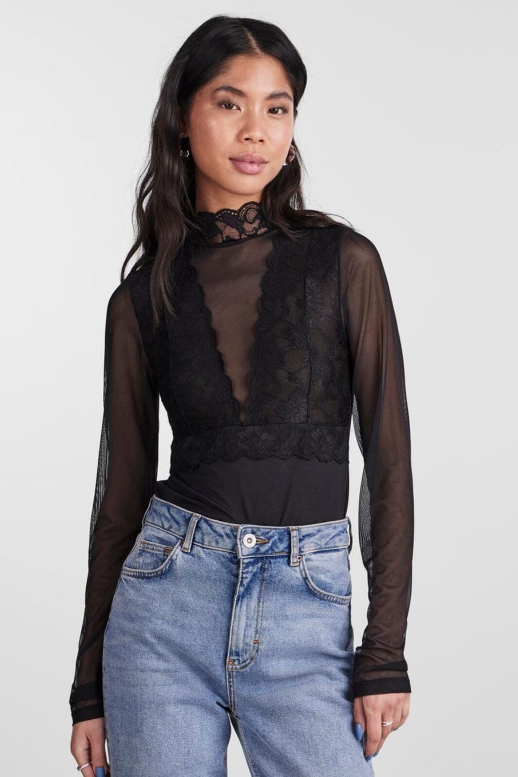 Pieces - Pcsicca Ls High Neck Bodystocking - 4338419 Black