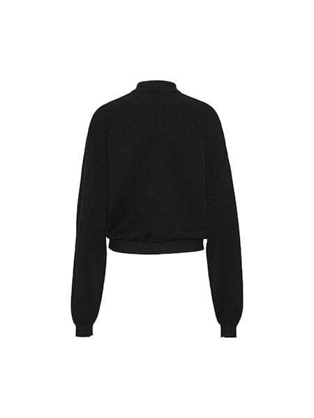 Rotate - Slinky Knit Polo 115137100 - BLACK Bluser