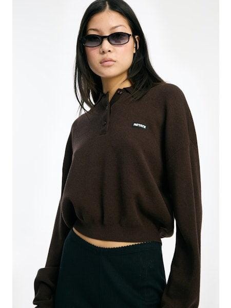 Rotate - Slinky Knit Polo 1151371667 - Molé Bluser