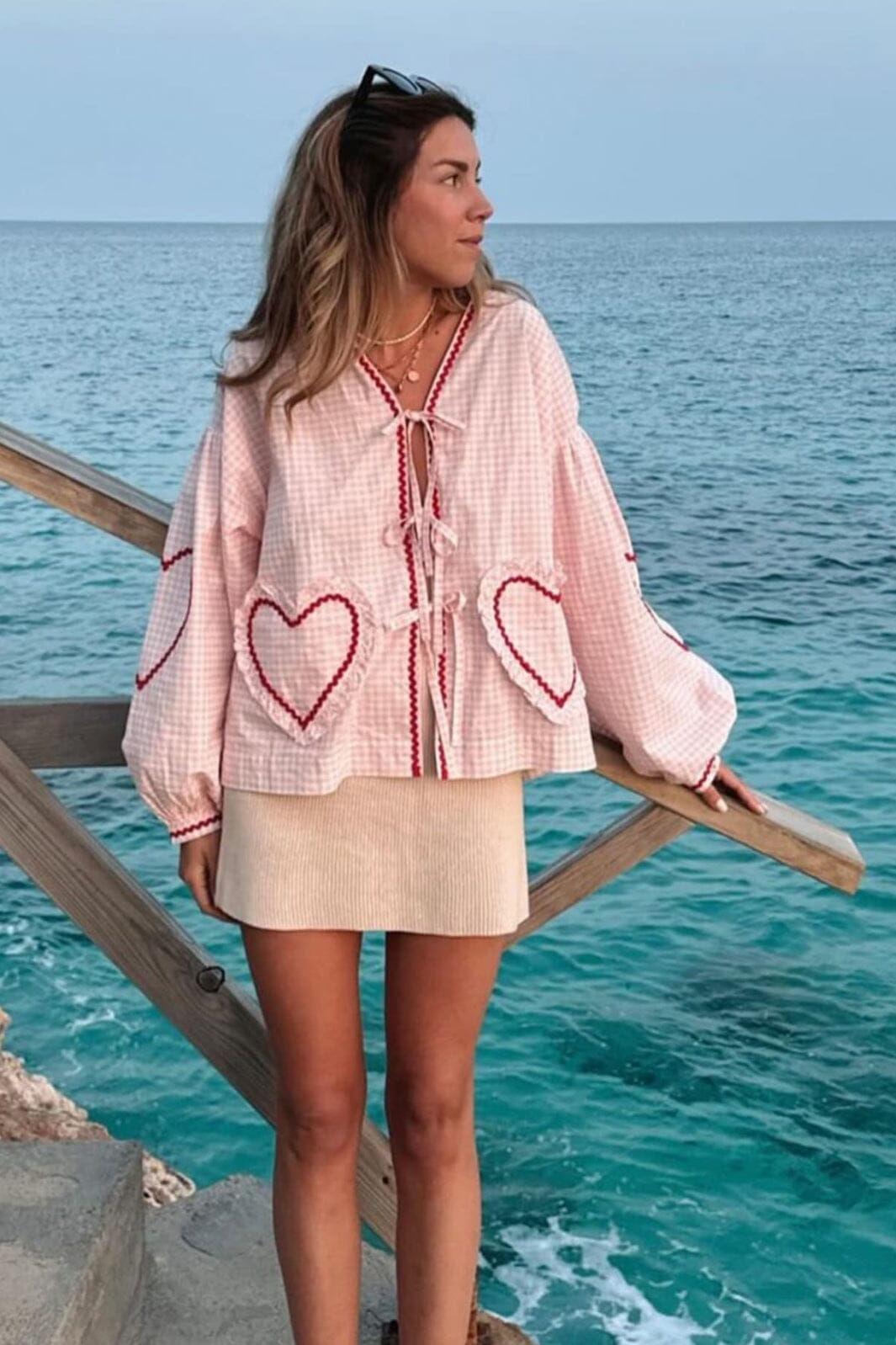 Sissel Edelbo - Astrid Organic Cotton Top SE 1023 - Pink Checks Bluser