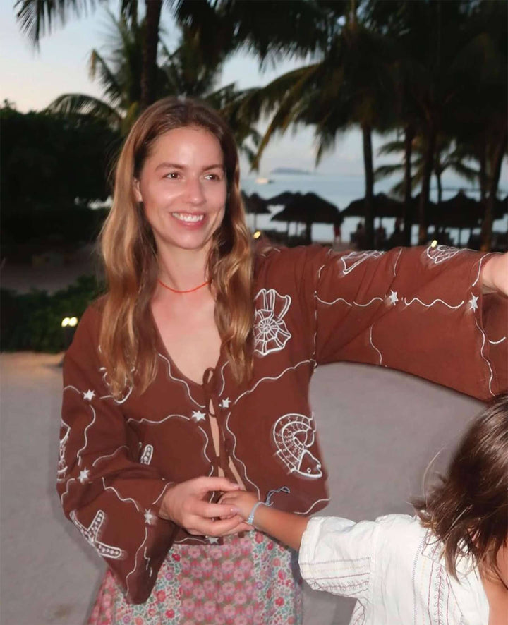 Sissel Edelbo - Seashell Top SE 1631 - Soft Brown Bluser