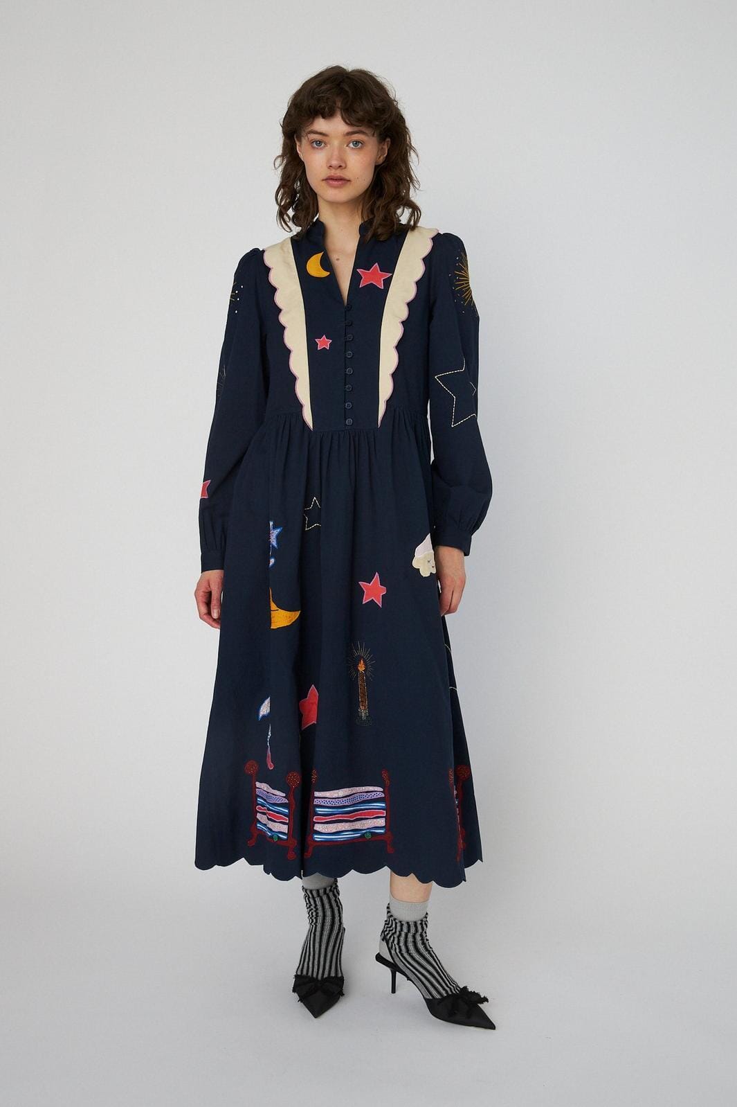 Stella Nova - Bead Embellished Midi Dresshc54-4337 - 395 Navy Kjoler