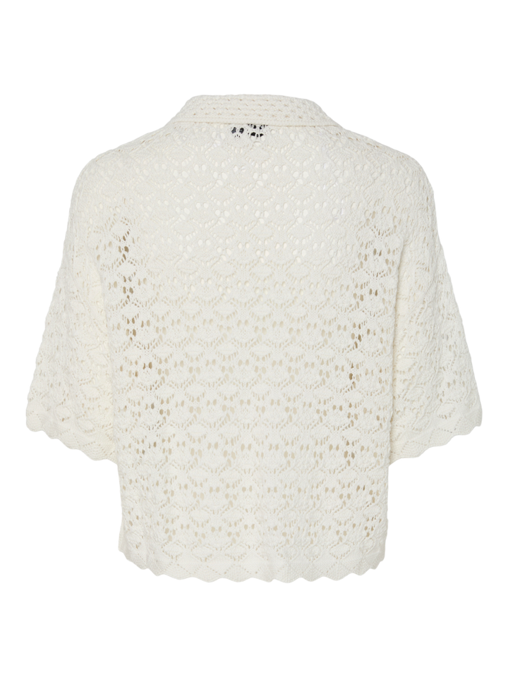 Pieces - Pcfalka Ss Knit Shirt - 4776518 Cloud Dancer