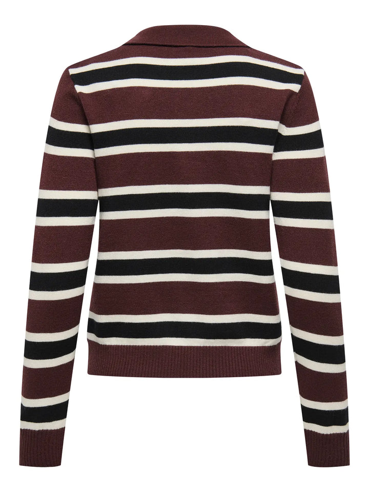 Only - Onllondon Ls Stripe Polo Cc Knt - 4947495 Decadent Chocolate Babys Breath/Black/Dtm Button
