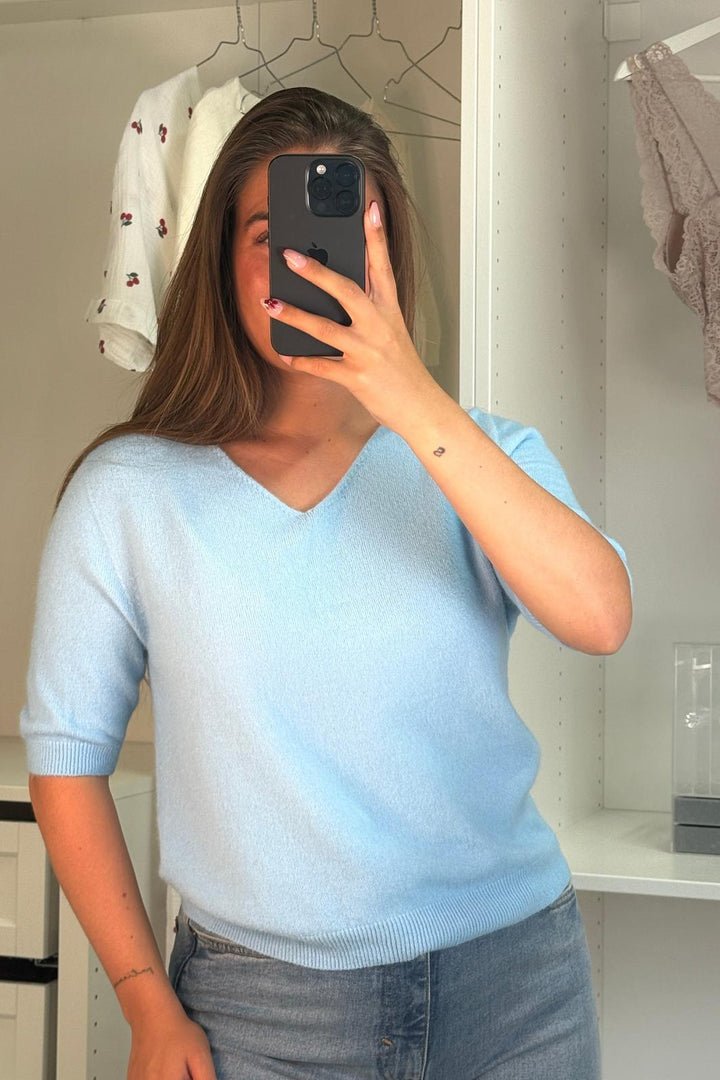 A-bee - Zara Strikbluse - Blue