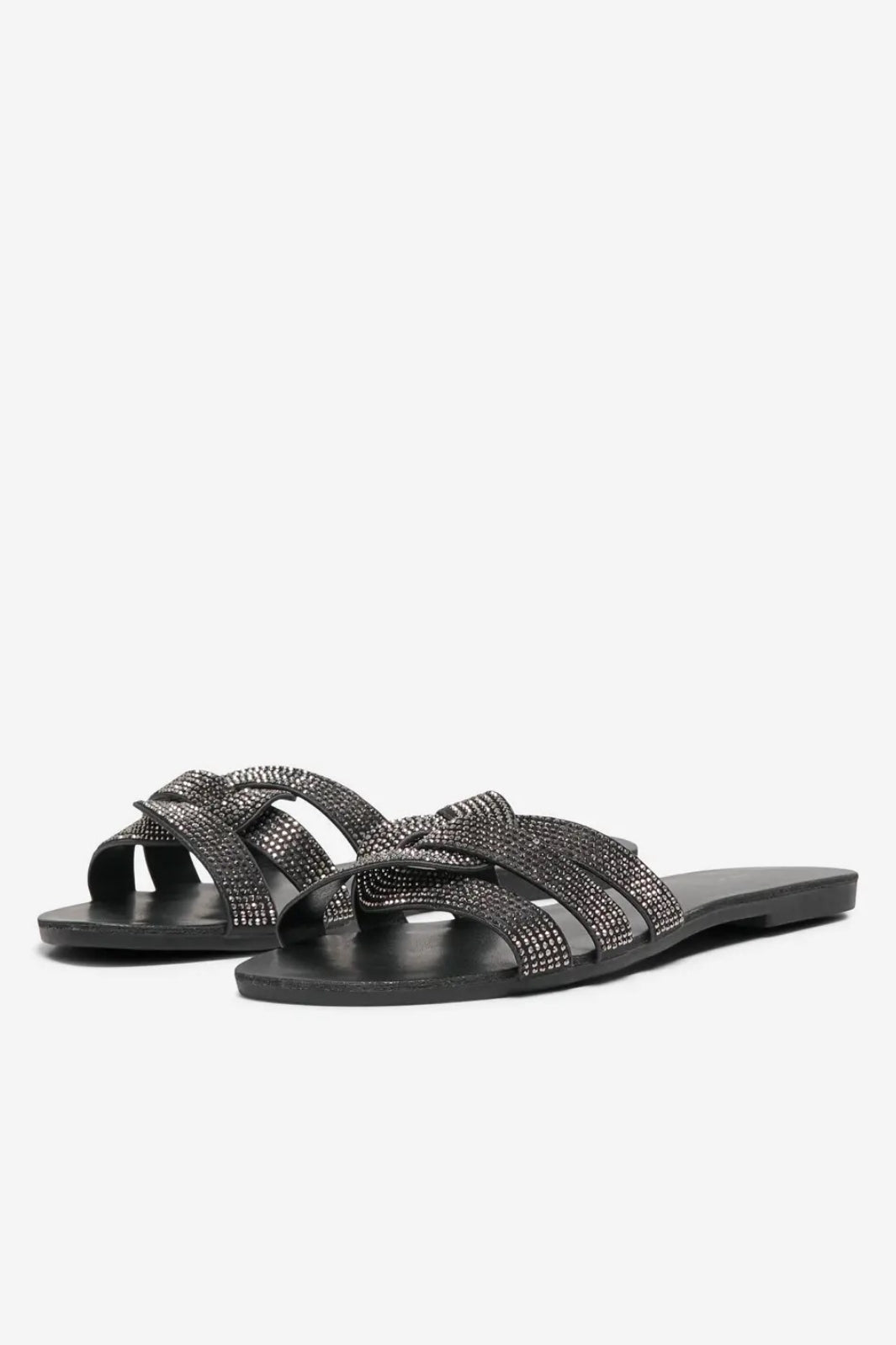 Only Shoes - Onlfeli-5 Pu Bling Slip On Sandal - 4674034 Black