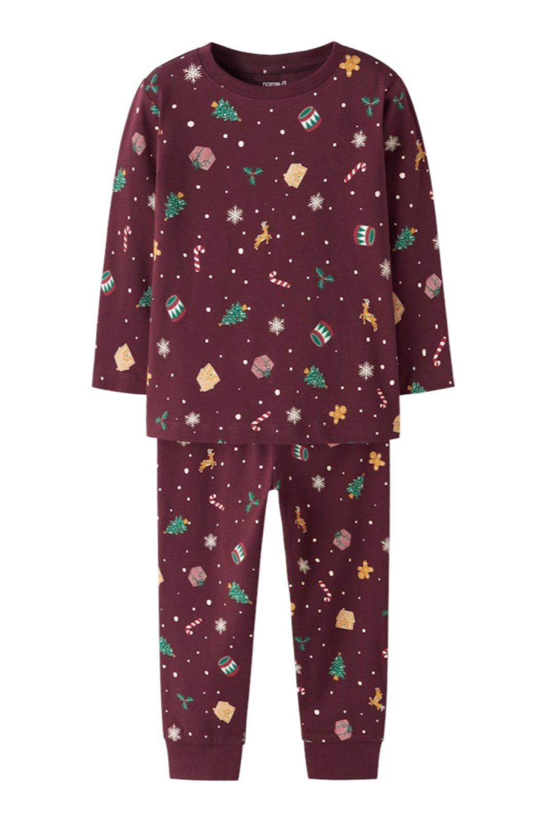 Name It - Nmnvismas Ls Nightset - 4918966 Burgundy Xmas Aop