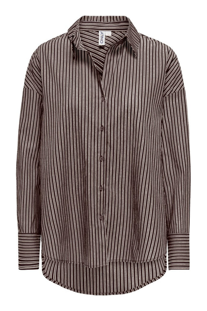 Only - Onloregon Assy L/S Shirt - 5137087 Coffee Bean Cloud Dancer+Taupe Gray