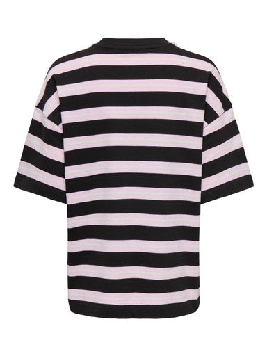 Only - Pglisa Stripe S/S Top - 5236444 Black Bean Pink Lady/ White Stripes