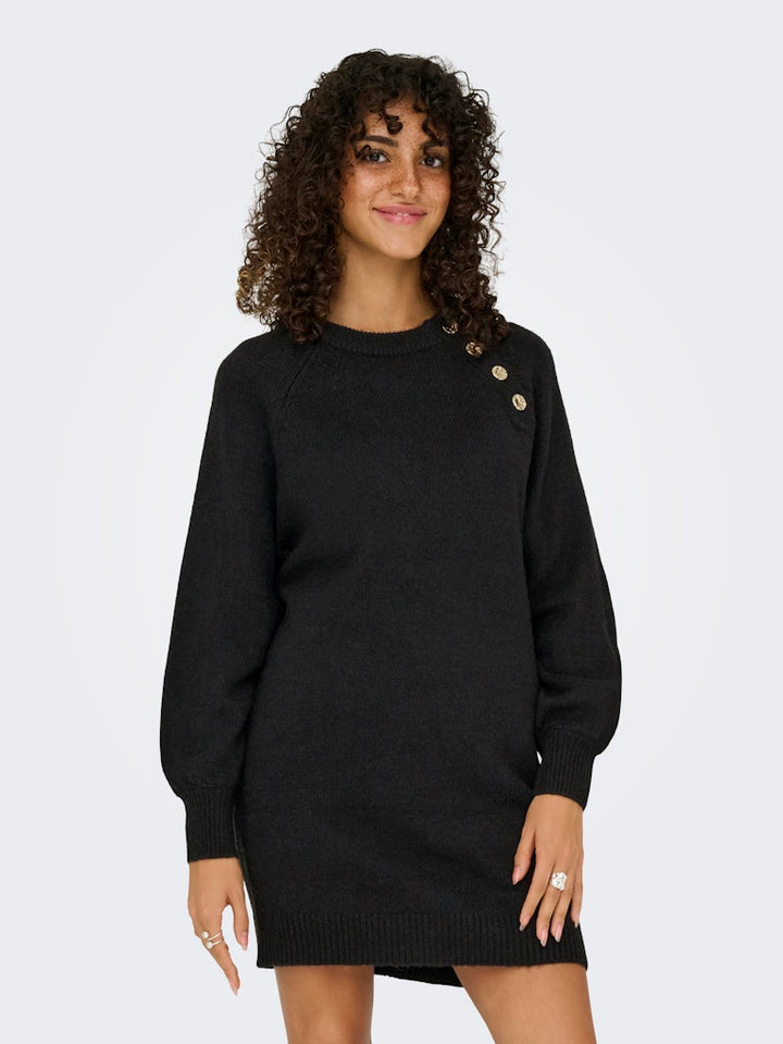 Only - Onlemma Life Ls Button Onec Dress Cc Knt - 4853473 Black Gold Button