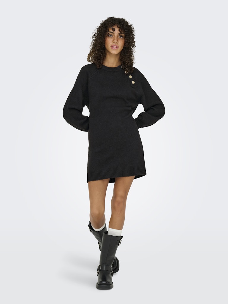 Only - Onlemma Life Ls Button Onec Dress Cc Knt - 4853473 Black Gold Button