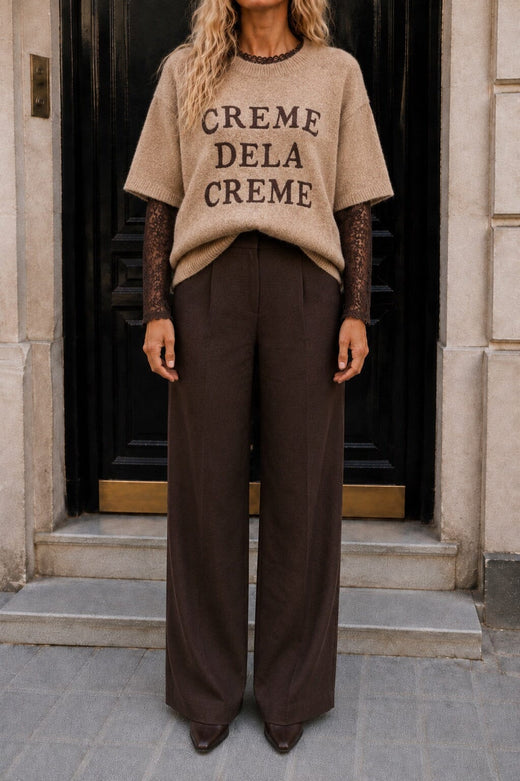 A-Bee - Alenka Knit - Taupe Strikbluser 